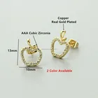 Gold White Earrings Gold Plated White CZ Stone Apple Hollow Fruit Stud Earrings Female