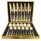 Modern Royal 24 Pieces Gold Stainless Steel Flatware For Wedding Festival Christmas Party