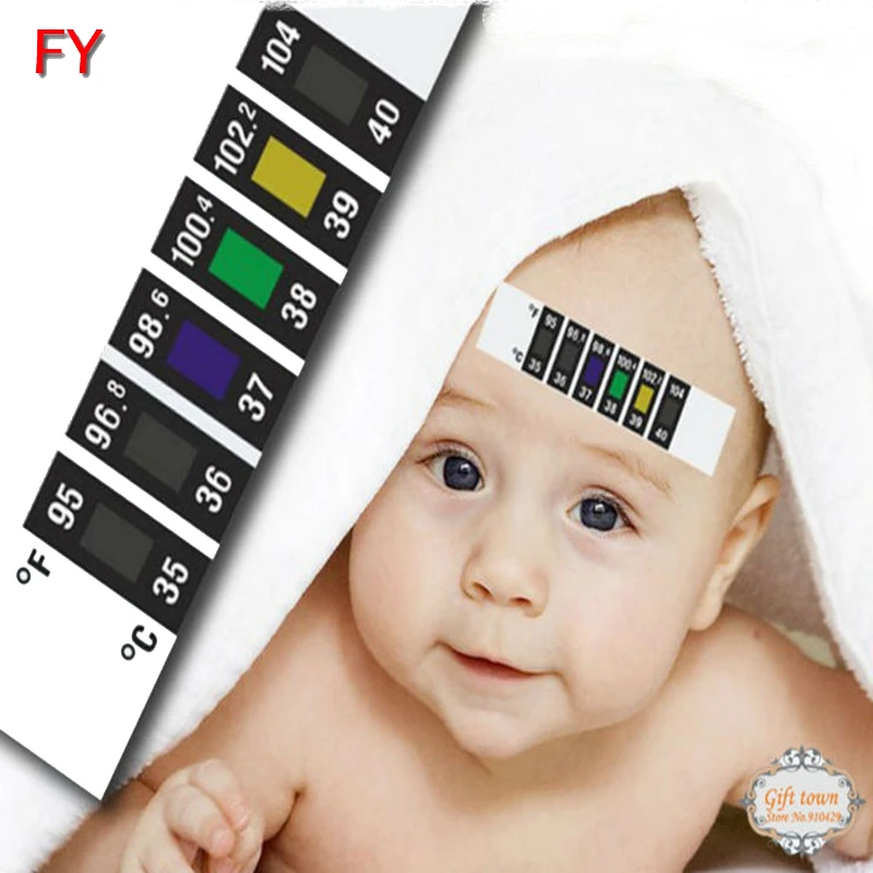 Infant Kid Baby Slim Forehead Strip Head Temperature Test Thermometer Sticker PS 