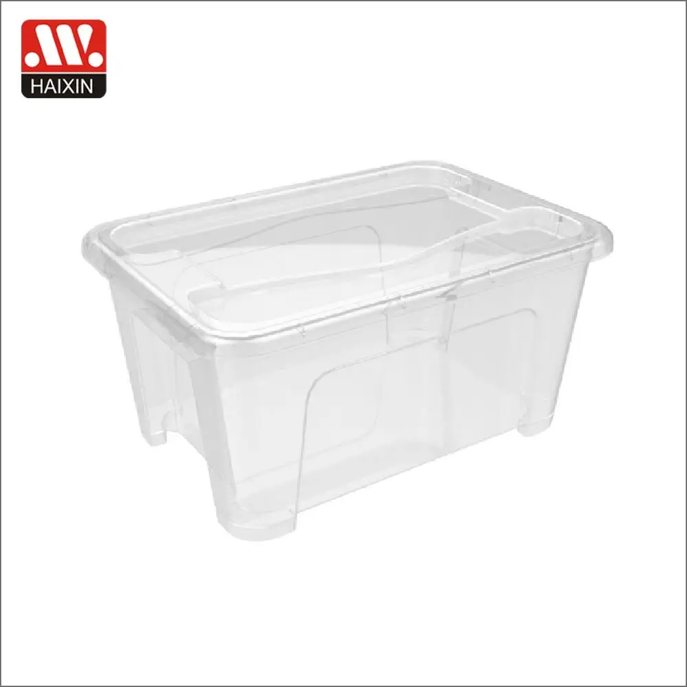 Factory direct price 21L box transparent container home organizing storage bins plastic with lid for clothes