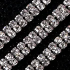 Crystal Rhinestone Rhinestones Crystalrhinestones Sew On Rhinestones Crystal AB Glass Wide Rhinestone Cup Chain Silver Base Trim Applique Sew On Rhinestones For Garments