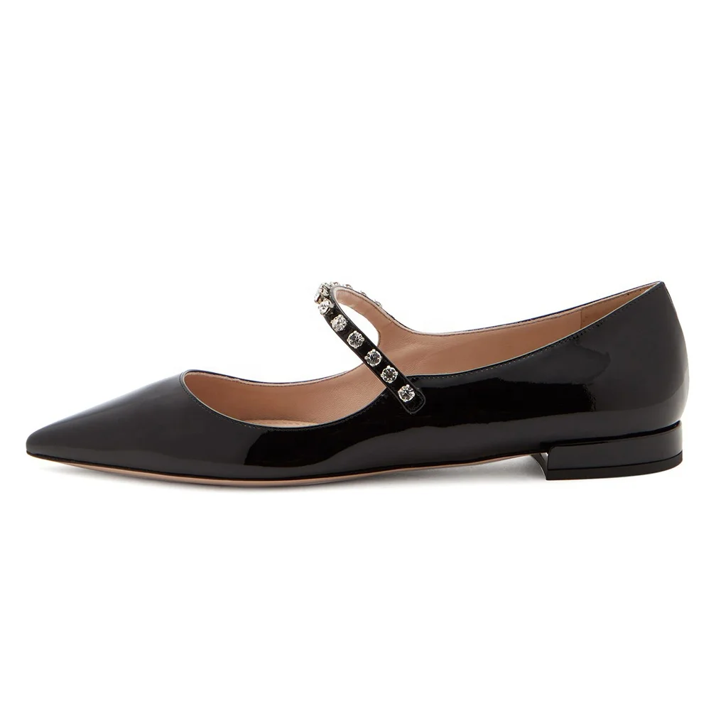shiny black flats