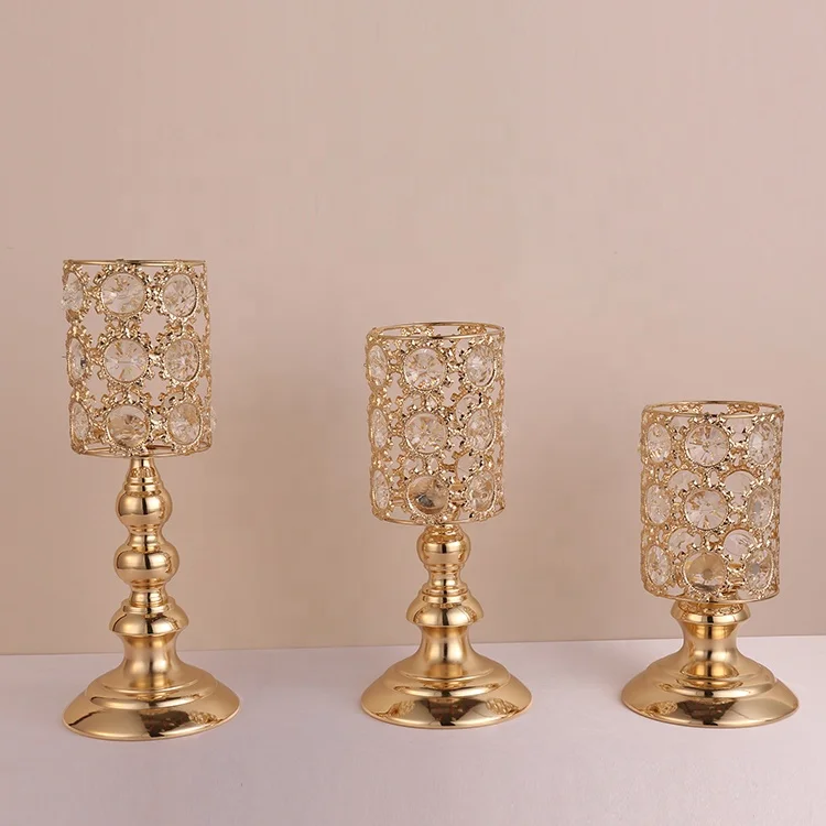 Details about   Table Decorations Matching Block Candles Stand Metal Crystal Candlesticks Holder 