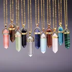 Crystal Necklace Stone Tassel Necklace Fashion Slice Gilded Nature Crystal Stone Gold Tassel Long Druzy Necklace