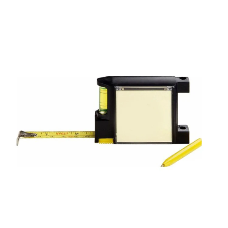 Portable Multi-Function Plastic Tape Measure with Level and Memo Pad Holder