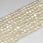 Pearl 5-6mm Flat Black Nugget Baroque Fresh Water Genuine Real Natural Freshwater Pearl String Strand Beads
