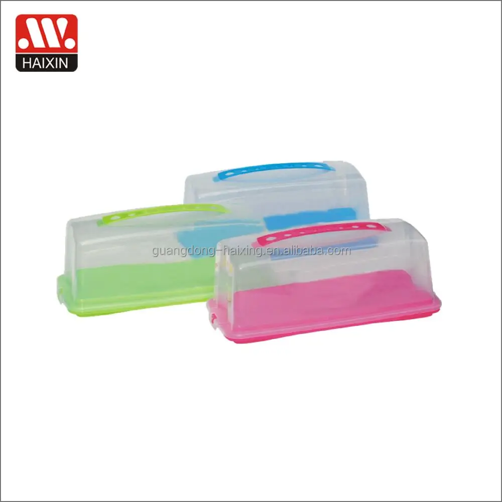 Haixing wholesale cake container with lid and handle plastic cake server plastic cake box kitchen tool