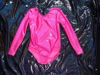 long sleeve gymnastics leotards in any color fabric- Pink Twinkle Pictured