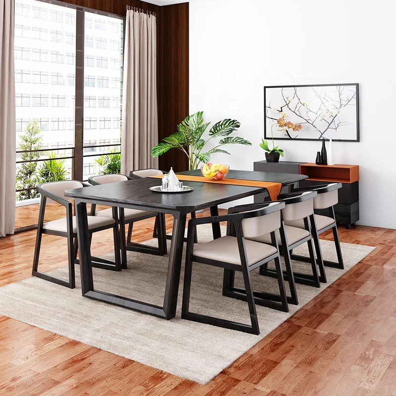 Jasiway Nordic Style Home Furniture Modern Dining Room Sets 6 Chairs Wooden Dining Table