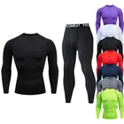 2 Pcs Thermal Long Cool Dry Compression Wear Sweatsuit Set Baselayer Top Bottoms