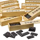 Wood Domino Wooden Dominoes Educational Children Wood Domino Blocks Game Set