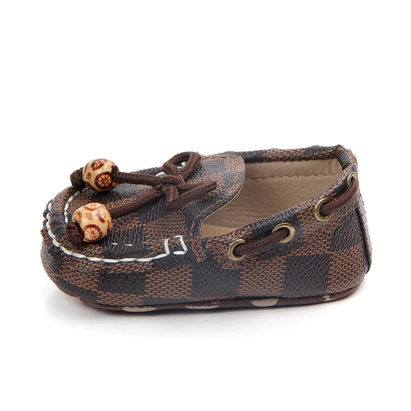 New Classic Vintage Plaid Toddler Shoes with Bow Non-slip Soft Soled Baby Walking Shoes manufacture