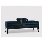 Wooden Bench Chair And Ottoman Furniture Bedroom Wooden Frame Fabric Ottoman Velvet Bench Chair