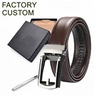 Leather Belt Belt Mens Custom Wholesale Personalized Private Label Auto Automatic Ratchet Sliding Men Genuine Leather Belt For Men