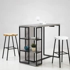 Bar Bar Table Metal Wood Customized Grey Modern Fashion Design Furniture Set Wood Mdf And Metal Bar Table And Chairs