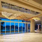 Glass Chandelier Glass Glass Chandelier Luxury Golden Hand Blown Long Glass Chandelier For Hotel Lobby