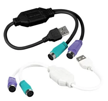 PS2 to USB splitter USB 2.0 to PS/2 converter cable USB Male Type to PS/2 Female Cable Adapter for keyboard mouse