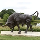Brass Young Outdoor Sculpture Large Outdoor Garden Brass Cow And Calf Statue Bronze Young Bull Sculpture