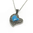 Turquoise Silver Pendant Turquoise Genuine Bisbee Turquoise Navajo Silver Plated Stainless Steel Pendant With Link Chain Necklace