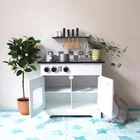 Kids Toy Furniture Kids Wooden Kitchen Paint Wooden Kids Pretend Play Kitchen Set Toy Cabinet Furniture
