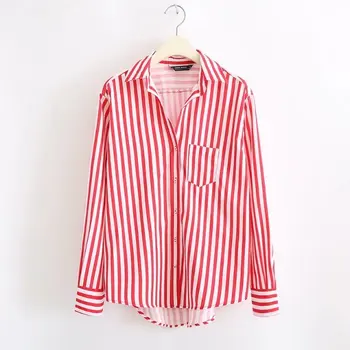 New Fashion red and white stripe shirts for women