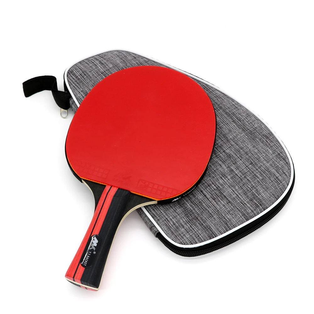 7-Layer Wood Table Tennis Racket Carbon Fiber Ping Pong Paddle Bat with Case 1pc 