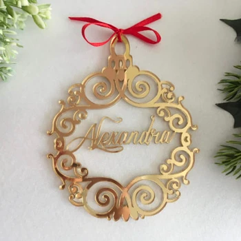 Custom Acrylic Name Ornaments Personalised Plastic Acrylic Christmas Tree Bauble Decor