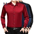 Silk Shirt Mens Shirts Stylish Luxury Classic High Quality Custom Design Pattern Long Sleeve Silk Long Shirt For Men