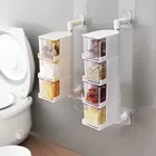 Set 4 Grid Creative Kitchen Wall Hanging Condiment Container Seasoning Spice Box Set