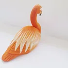 Pink Craft Wooden Wood Decor Pink Decoration Craft Bird Decorative Carved Wooden Flamingo