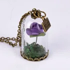 Pendant Long Chain Pattern Pendant Wholesale Dried Flower Real Rose Flower Gold Pendant Vintage Long Chain Necklace Women