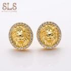 Earrings Earrings 14k Earrings 14k Solid Gold Korea Earrings Jewelry Type Gold Tone Lion Head Stud Earrings