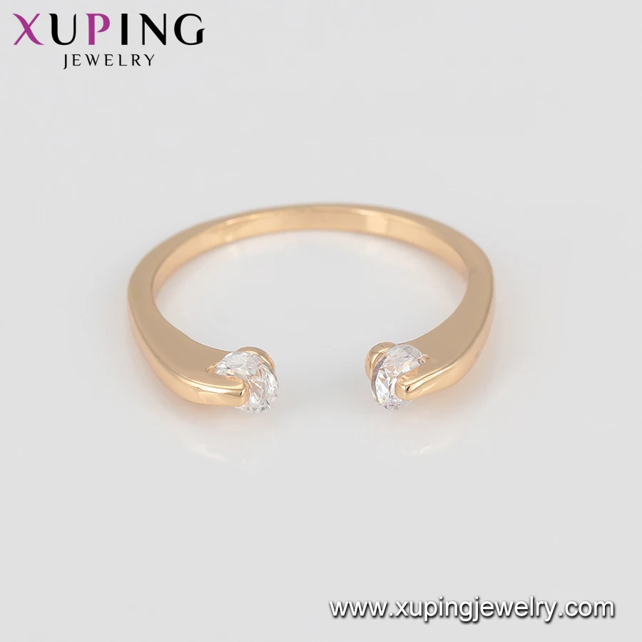 14977 Xuping hot sale cheap 18k gold plated stainless steel ring wholesale cuff jewelry with two stones
