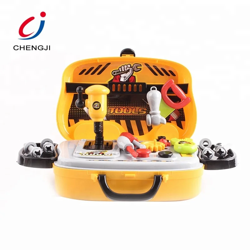 Educational portable pretend play kids tool games table plastic hand mechanic toy tool box set