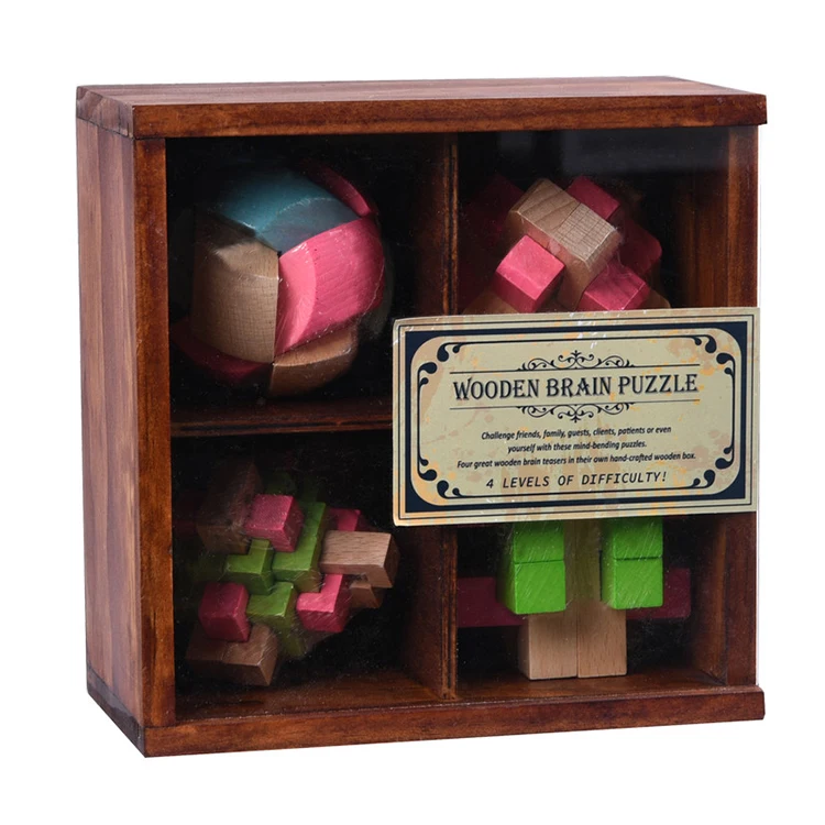 Hot sale Wooden Brain Teaser Toys puzzle game for Kids