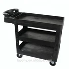 Cart Plastic Cart 2 Tray Handle Plastic Service Trolley Cart Utility Cart