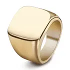 Silver Square Custom Gold Silver Black Stainless Steel Plain Engraved Logo Square Big Width Signet Rings