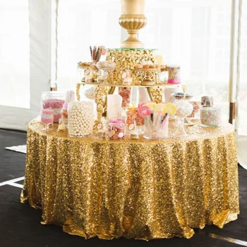 132 Inch Ritzy Meeting Round Desert Tiffany-Blue Table Cover Reception Cocktail Party Luxurious Rose Gold Sequin Tablecloth