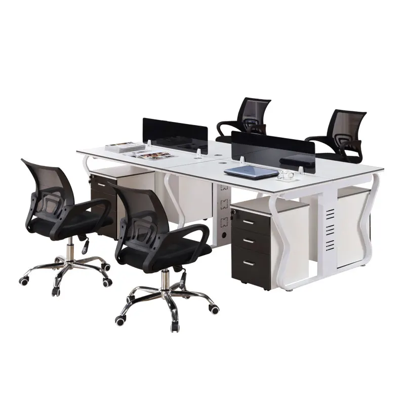 China supply modern style 2/4/ 6 person face to face computer desk office  with drawers for office furniture