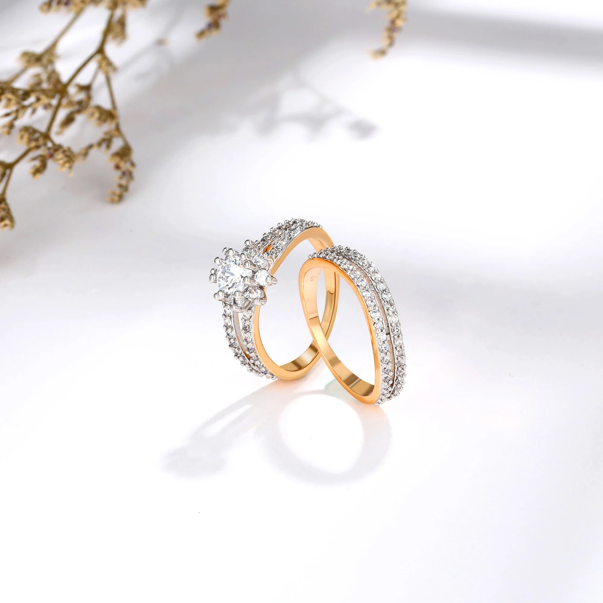 R1 Xuping bague en or fashion design couple gold gemstones ring set, engagement brand wedding rings jewelry