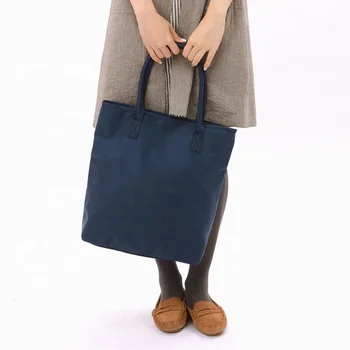 Low MOQ navy blue white black casual tote bag polyester nylon tote handbag