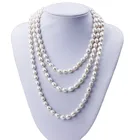 Wholesale Pearl Necklace White Freshwater Pearls Wholesale Natural Real Fresh Water Long Pearl Necklace Freshwater White Long Pearl Necklace