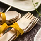 Disposable Stocked Eco-Friendly 300 Pcs Set Wooden Spoon Fork And Butter Knife