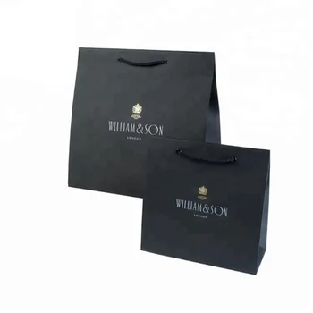 Factory cheap high quality luxury boutique jewelry shopping packaging custom design matte black retail paper gift bag