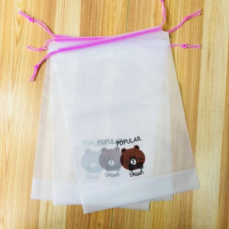 Custom logo printing eva frosted drawstring bag clothing socks packaging bag