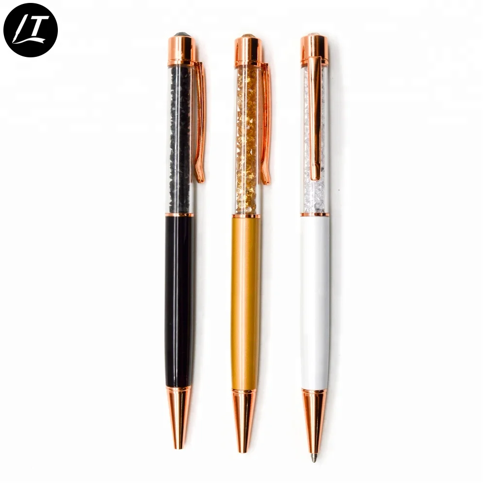 schwarz Tinte Roségold Metall Kugelschreiber Office Supplies D DOLITY Pen Stift mit Big Diamant/Kristall 