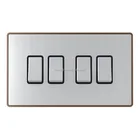 1 Switch 2 Gang Switch BS 10A 4 Gang 1 Way/2 Way Metal Wall Switch