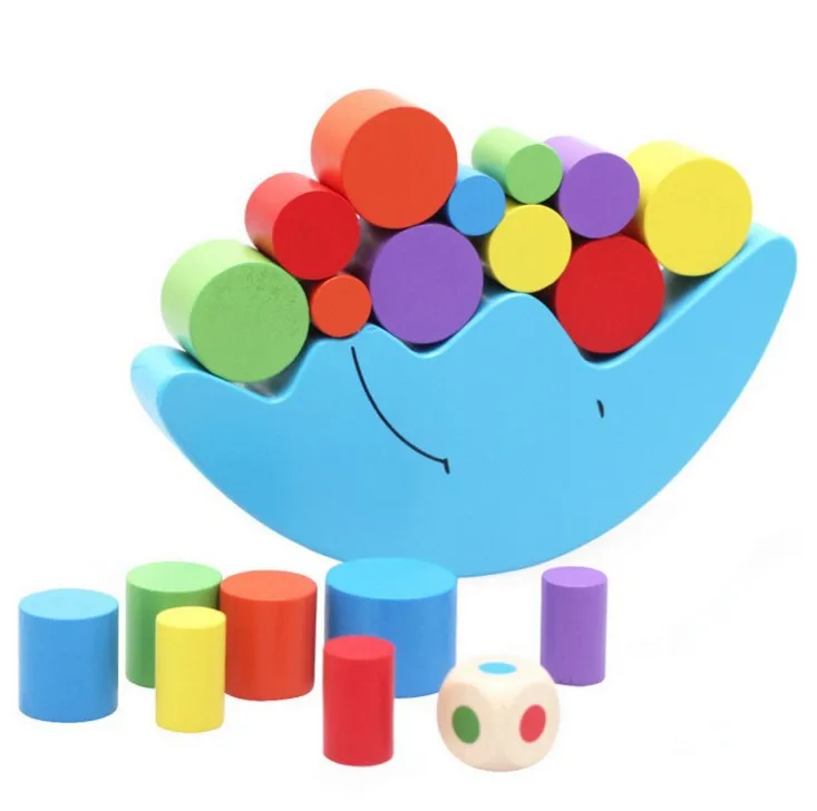 Holz Mond Balancing Rahmen Spielzeug Baby Cartoon Montessori Früh Lernen Block # 