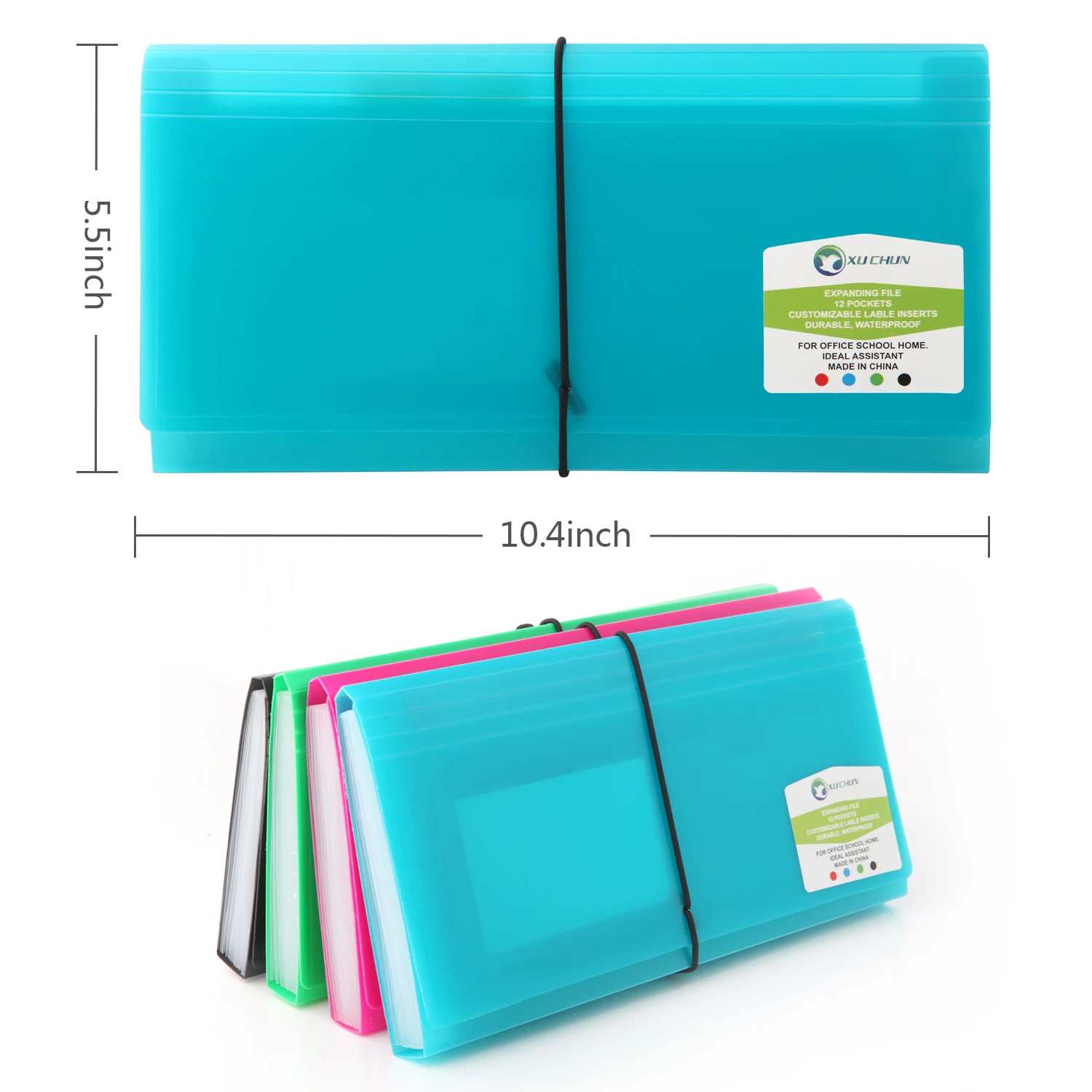 Blue Coupons Plastic Receipt Organizer Small Accordion File Organizer 13-Pocket Expanding File Folder for Receipts Cards Cash Tickets 
