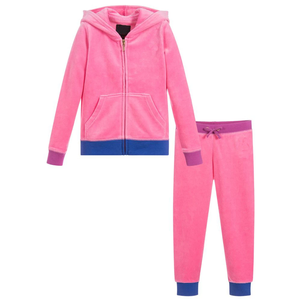 Eco friendly wholesale children's boutique cotton velour tracksuit girl's clothing outfits